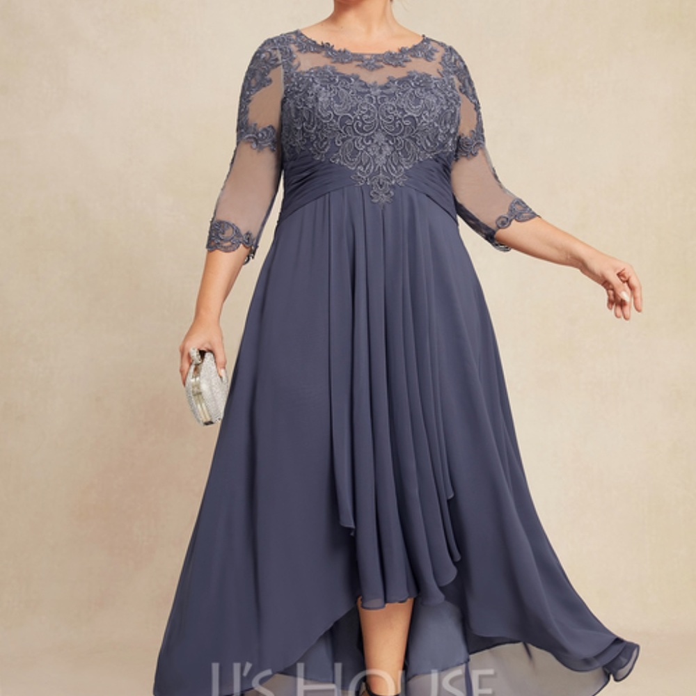 Women’s Stormy Indigo Blue Chiffon Hi Lo Gown 16W